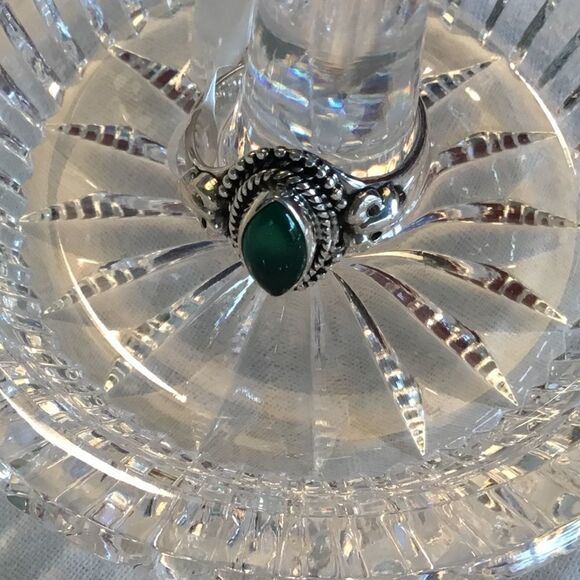 NWOT. Sterling Silver Green Onyx Rings S 8  mm - Picture 6 of 13
